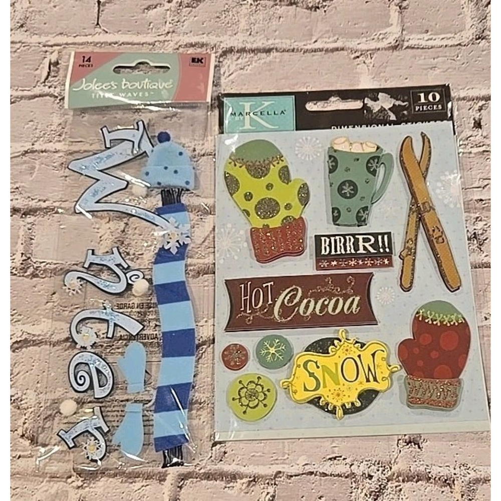 Winter Themed Scrapbooking Journaling Stickers, 2 Packs, NIP (101)